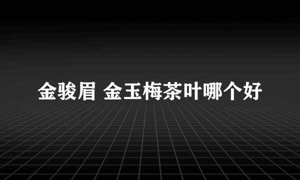 金骏眉 金玉梅茶叶哪个好