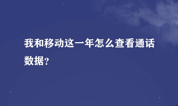 我和移动这一年怎么查看通话数据？