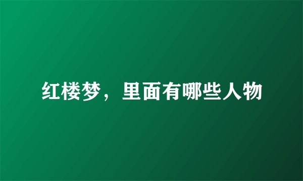 红楼梦,里面有哪些人物