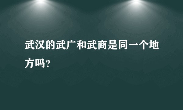 武汉的武广和武商是同一个地方吗?