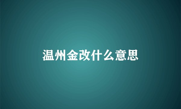 温州金改什么意思