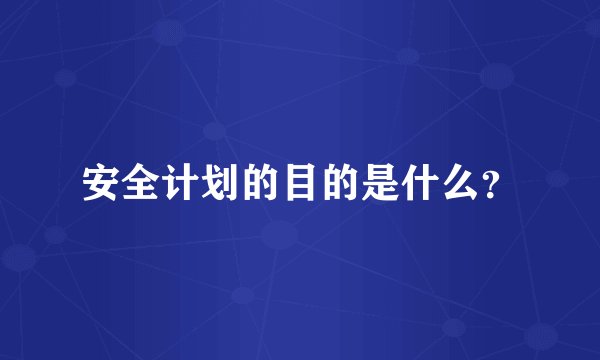 安全计划的目的是什么?