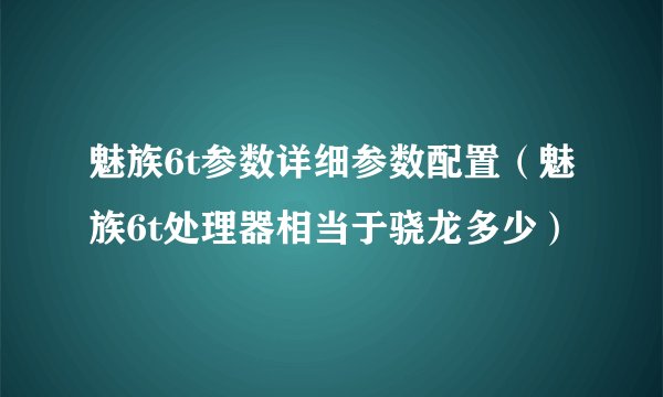 魅族6t参数详细参数配置（魅族6t处理器相当于骁龙多少）