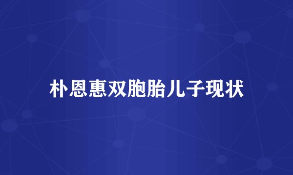 朴恩惠双胞胎儿子现状