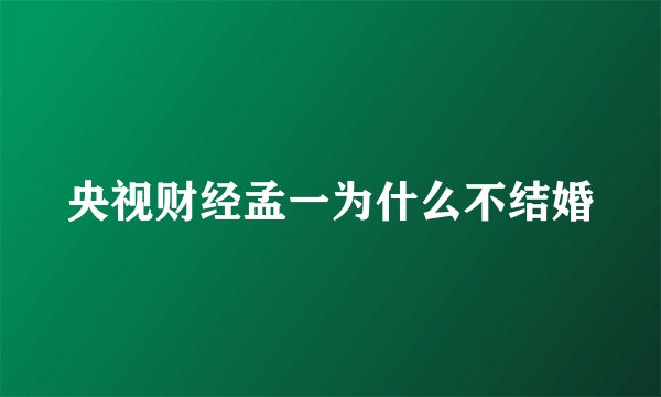 央视财经孟一为什么不结婚
