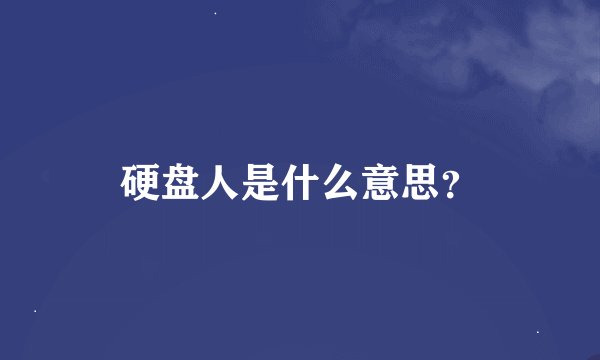 硬盘人是什么意思？