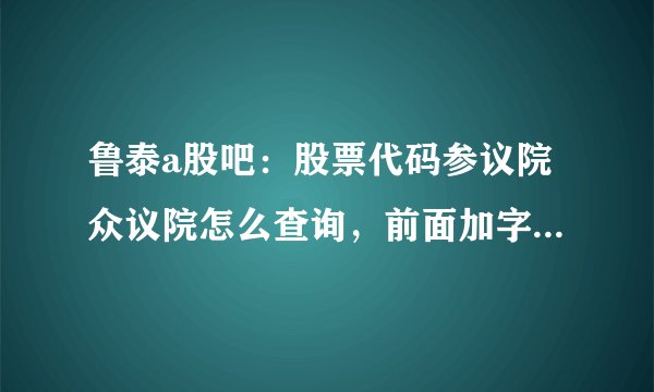 鲁泰a股吧：股票代码参议院众议院怎么查询，前面加字母代表什么？