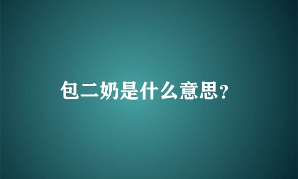 包二奶是什么意思?
