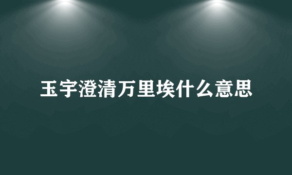 玉宇澄清万里埃什么意思