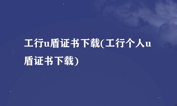 工行u盾证书下载(工行个人u盾证书下载)