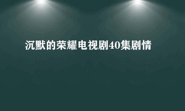 沉默的荣耀电视剧40集剧情