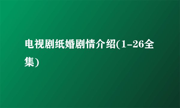 电视剧纸婚剧情介绍(1-26全集)