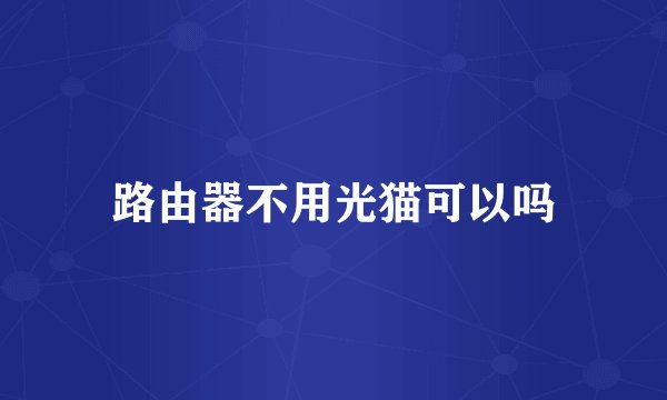 路由器不用光猫可以吗