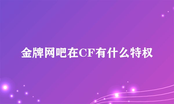 金牌网吧在CF有什么特权