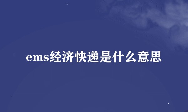 ems经济快递是什么意思