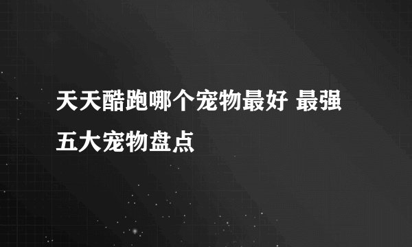 天天酷跑哪个宠物最好 最强五大宠物盘点