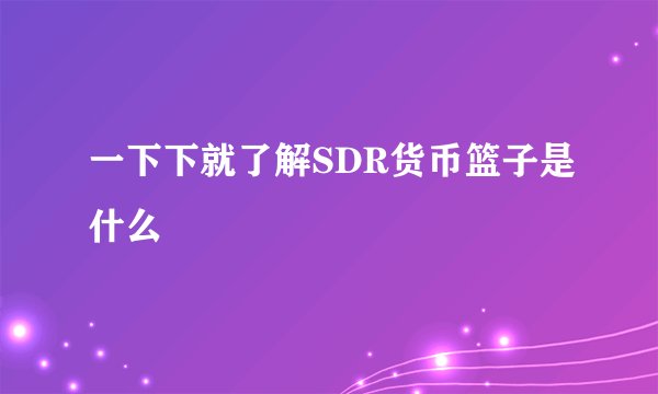 一下下就了解SDR货币篮子是什么