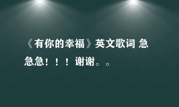《有你的幸福》英文歌词 急急急！！！谢谢。。
