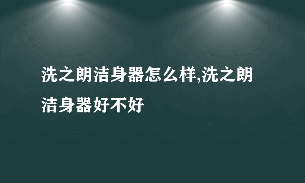 洗之朗洁身器怎么样,洗之朗洁身器好不好