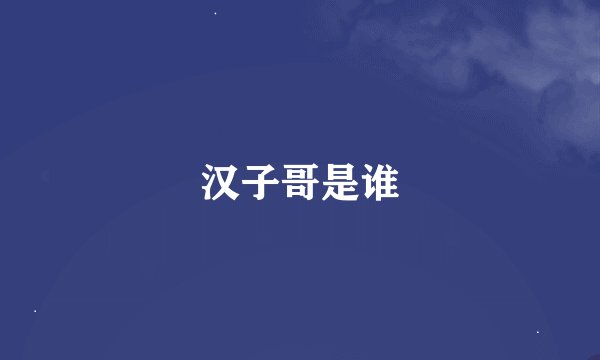 汉子哥是谁