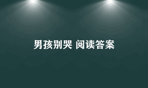 男孩别哭 阅读答案