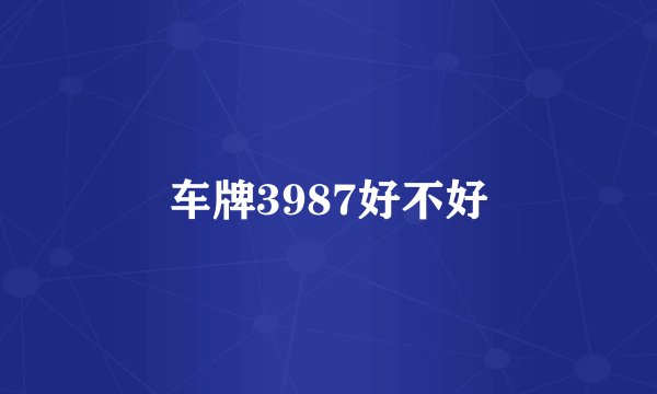 车牌3987好不好