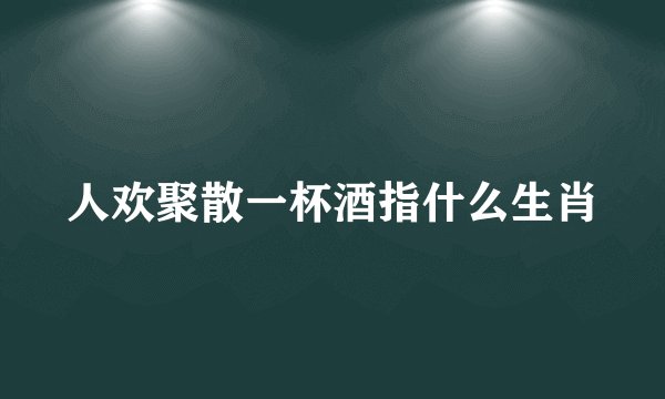 人欢聚散一杯酒指什么生肖