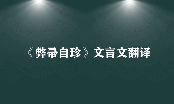 《弊帚自珍》文言文翻译