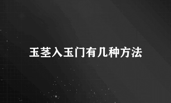 玉茎入玉门有几种方法