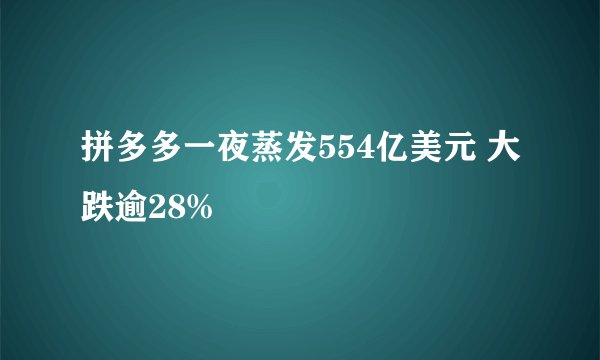拼多多一夜蒸发554亿美元 大跌逾28%