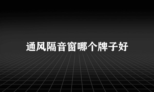 通风隔音窗哪个牌子好