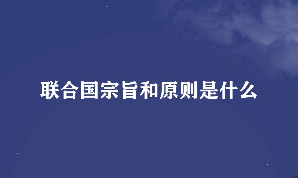 联合国宗旨和原则是什么
