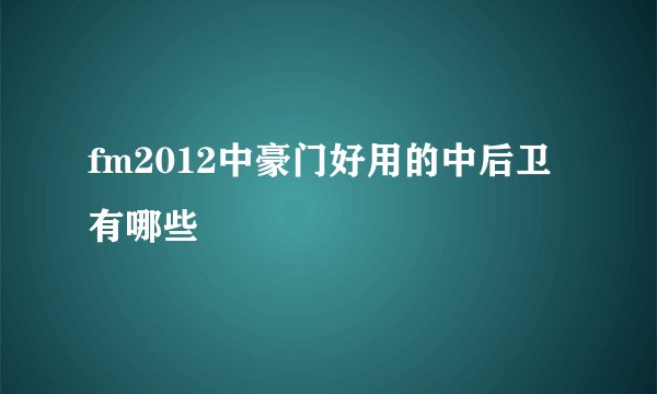 fm2012中豪门好用的中后卫有哪些