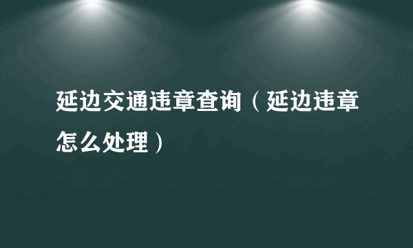 延边交通违章查询（延边违章怎么处理）