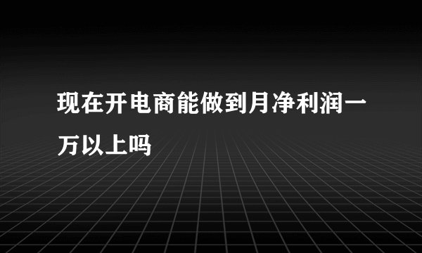 现在开电商能做到月净利润一万以上吗