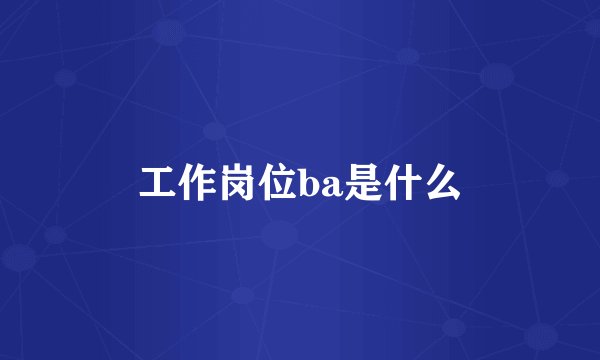 工作岗位ba是什么
