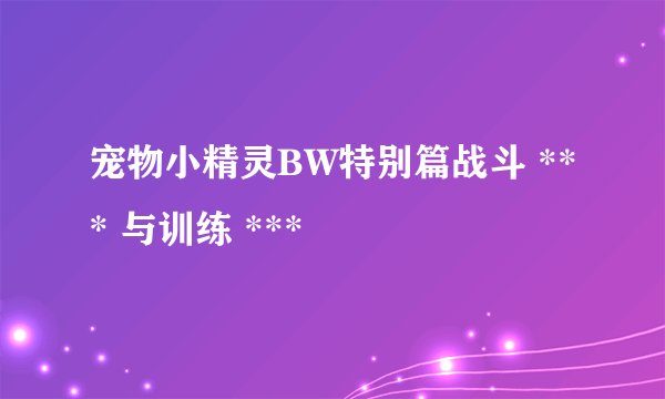 宠物小精灵BW特别篇战斗 *** 与训练 ***