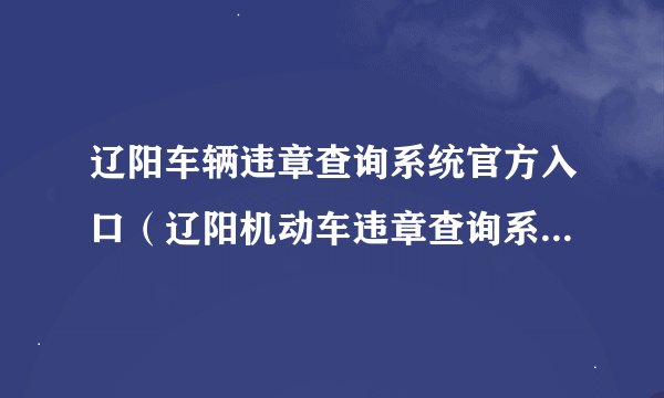 辽阳车辆违章查询系统官方入口（辽阳机动车违章查询系统入口）