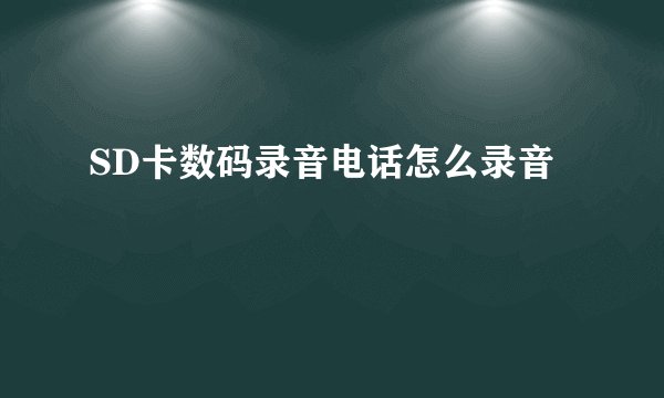 SD卡数码录音电话怎么录音
