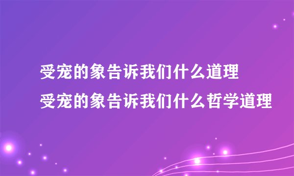 受宠的象告诉我们什么道理 受宠的象告诉我们什么哲学道理