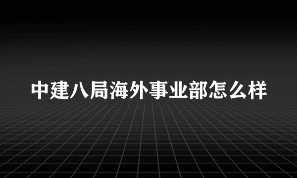 中建八局海外事业部怎么样