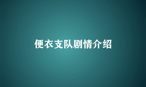 便衣支队剧情介绍