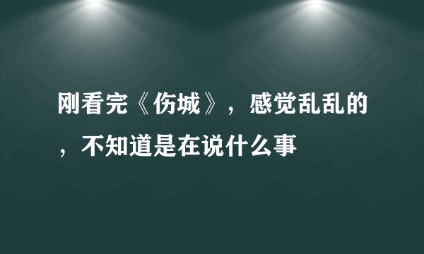 刚看完《伤城》，感觉乱乱的，不知道是在说什么事