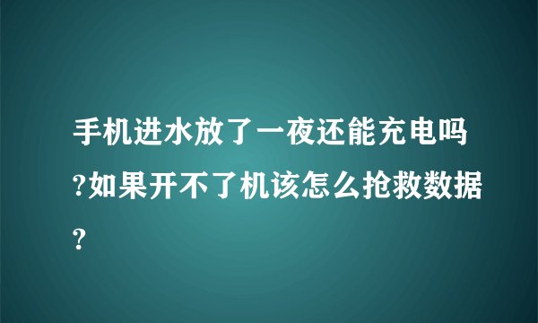 手机进水放了一夜还能充电吗?如果开不了机该怎么抢救数据?
