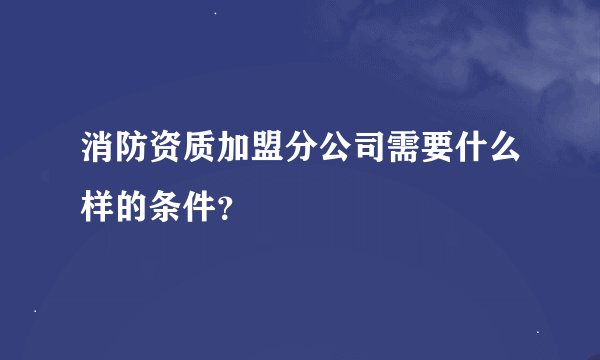 消防资质加盟分公司需要什么样的条件?