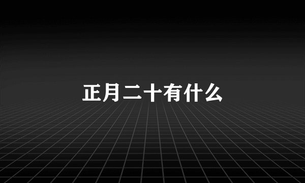 正月二十有什么