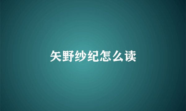 矢野纱纪怎么读