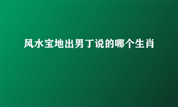 风水宝地出男丁说的哪个生肖