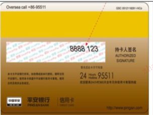 平安银行信用卡签名栏的后三位在哪个位置,图片解释