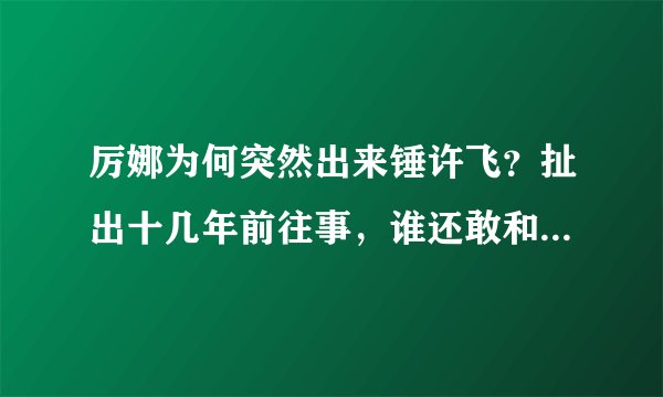 厉娜为何突然出来锤许飞？扯出十几年前往事，谁还敢和许飞炒cp